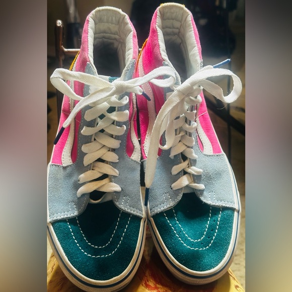 VANS OFF THE WALL HIGHTOP UNISEX MULTICOLORED SUEDE CANVAS MEN -7.5 WOMEN -9 - Picture 1 of 14